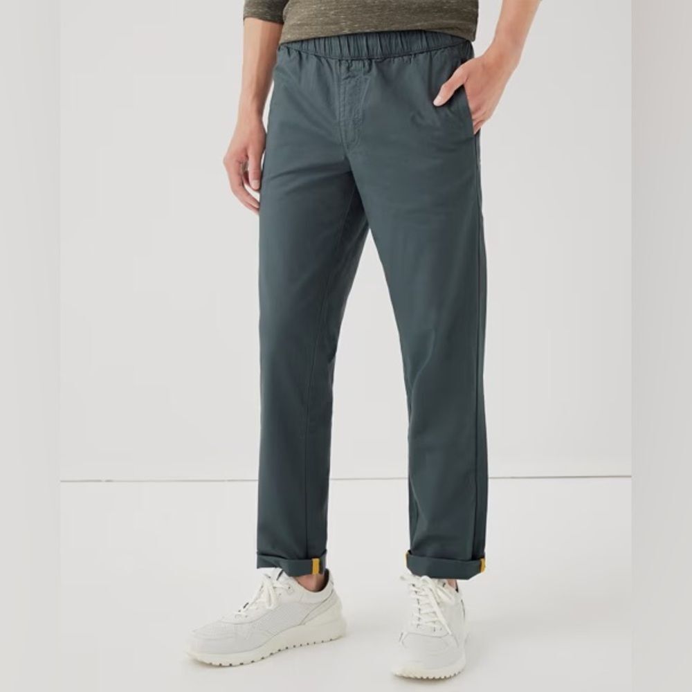 Pact Organic Cotton Woven Twill Canvas Roll Up Pant Men's Small Ore Green